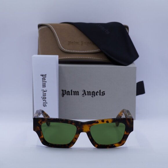 Palm Angels PERI10J MAGNOLIA 6055 Rectangle Sunglasses - Havana/Green - Picture 2 of 9